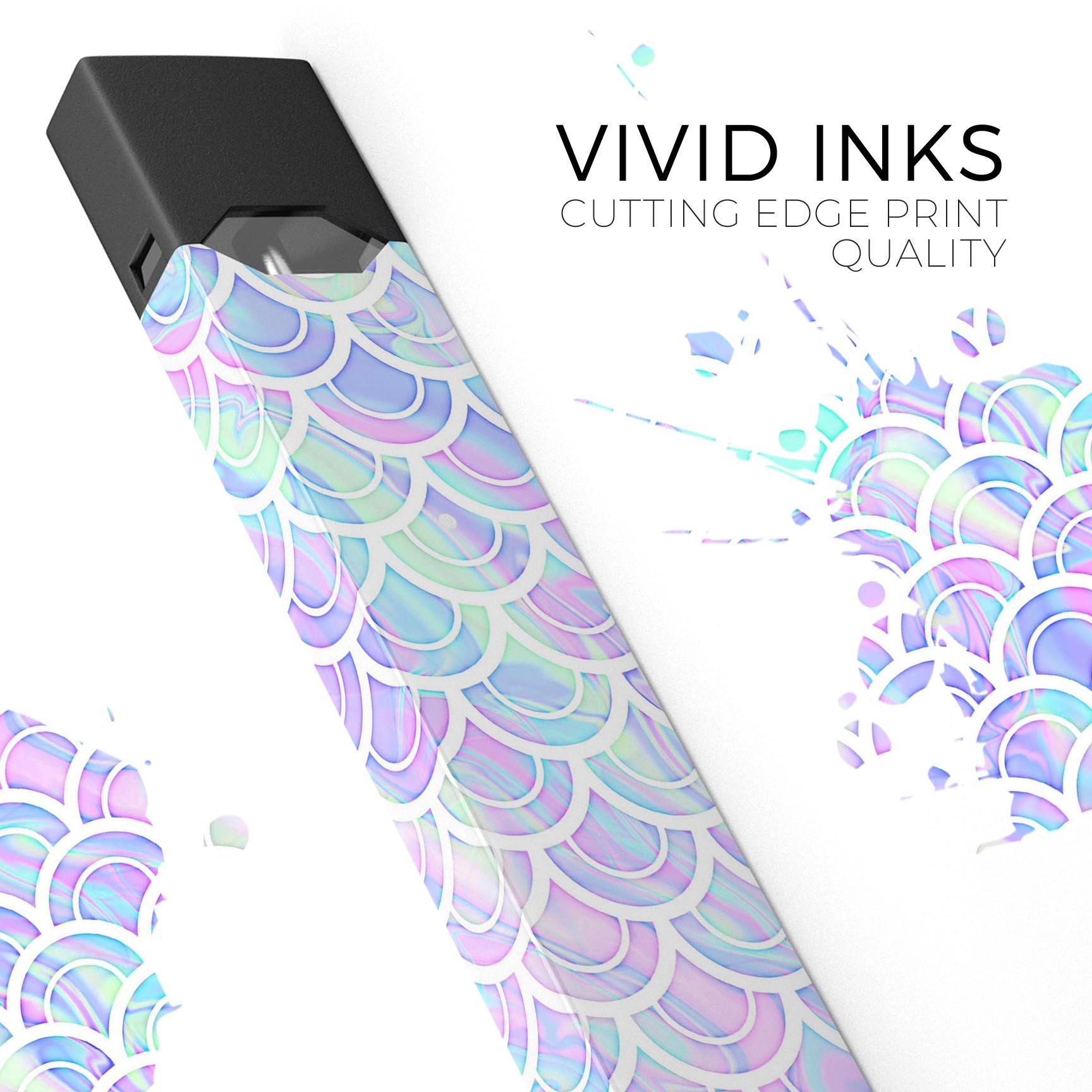 Iridescent Dahlia v9 skin-wrap sticker for JUUL device, showcasing vibrant colors and precise cut.