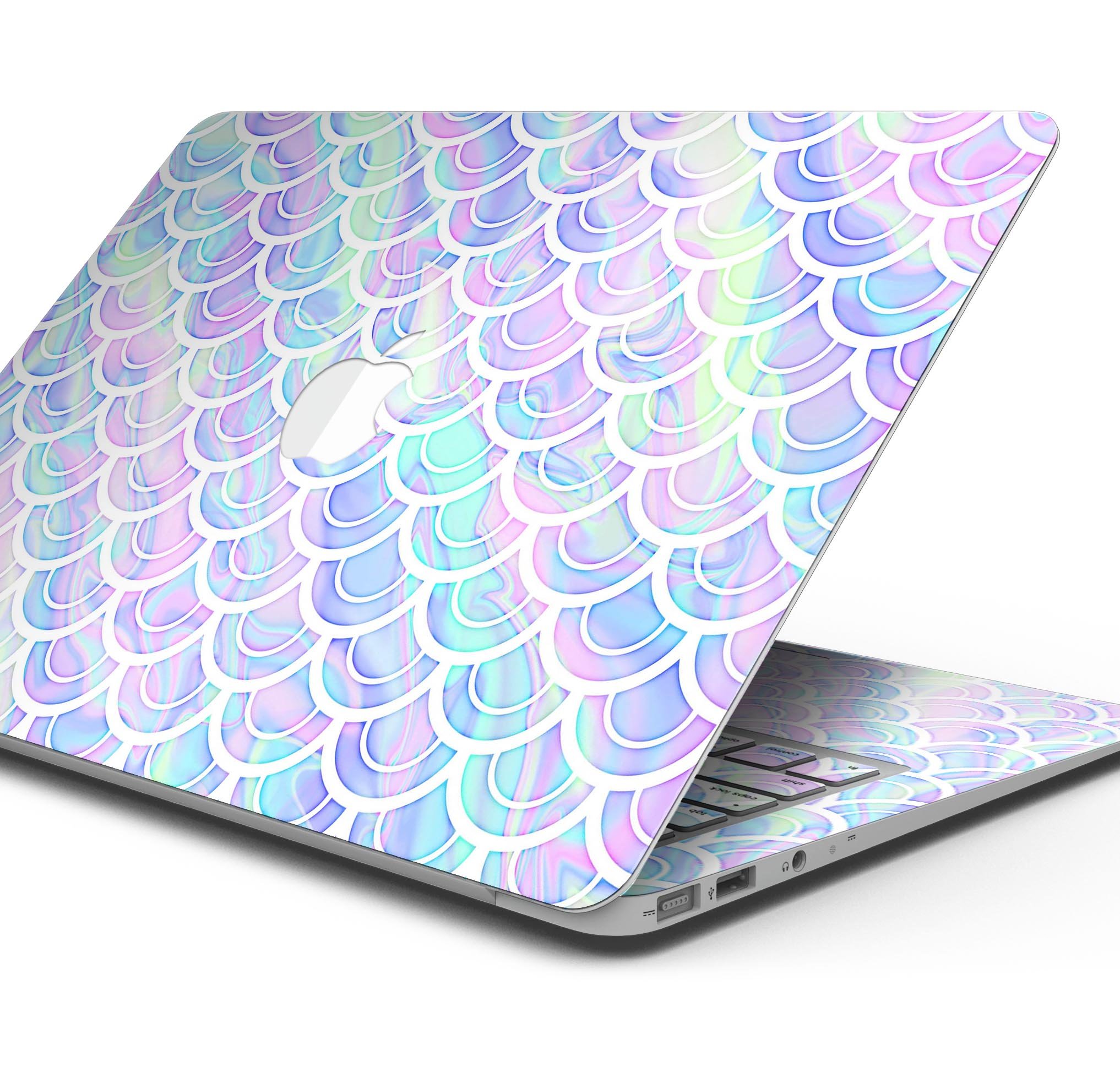 Iridescent Dahlia v9 skin decal wrap kit for Apple MacBook, showcasing vibrant colors and a sleek design.