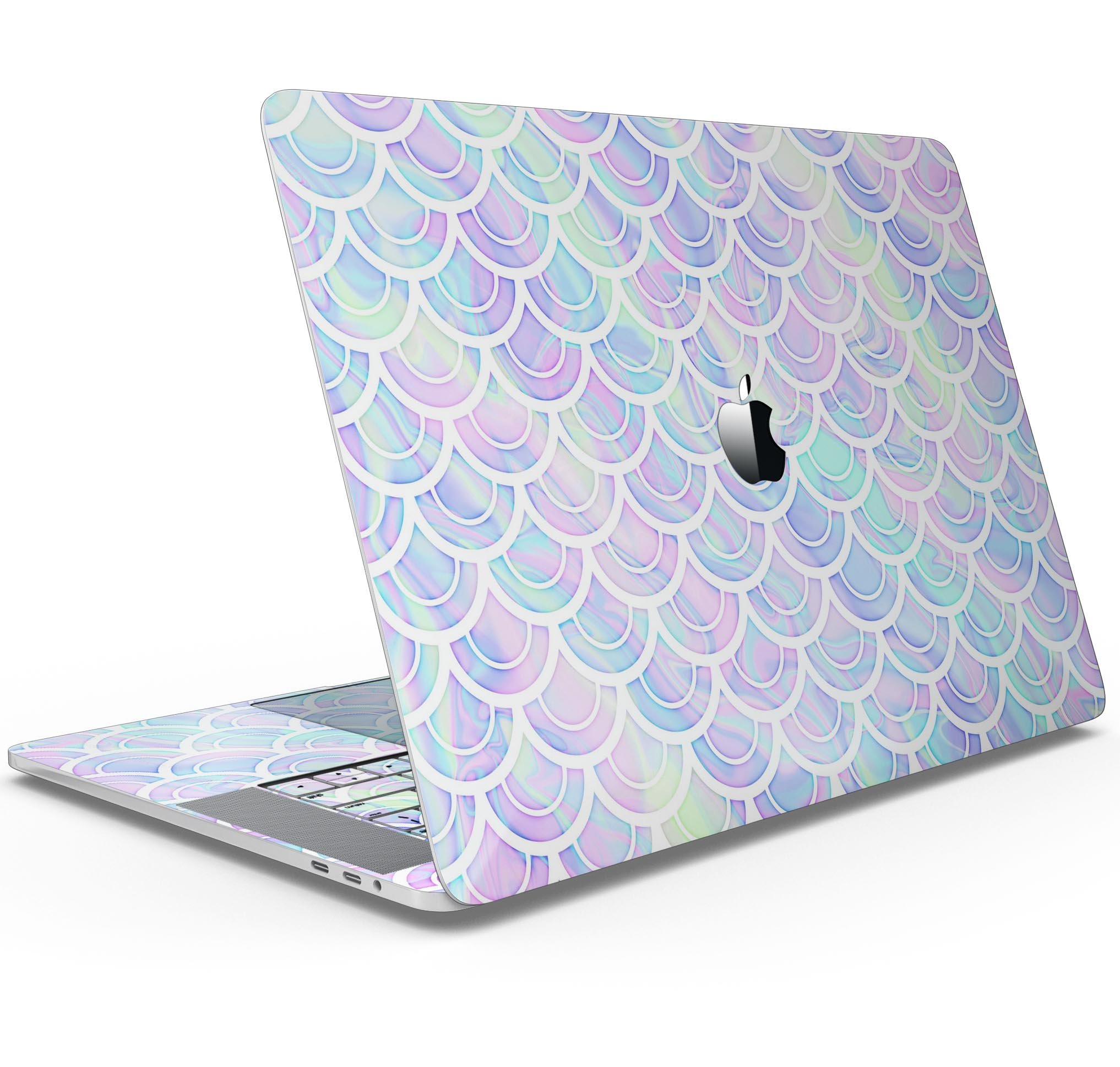 Iridescent Dahlia v9 skin decal wrap kit for Apple MacBook, showcasing vibrant colors and a sleek design.