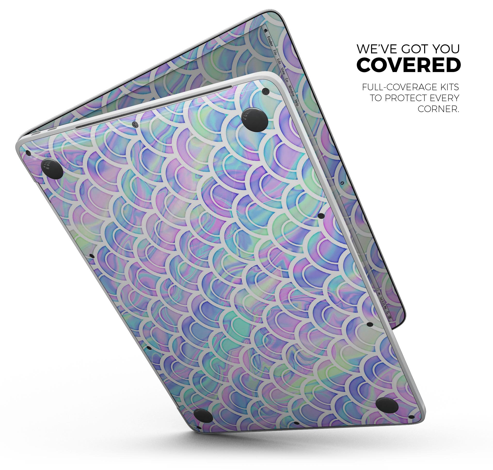 Iridescent Dahlia v9 skin decal wrap kit for Apple MacBook, showcasing vibrant colors and a sleek design.