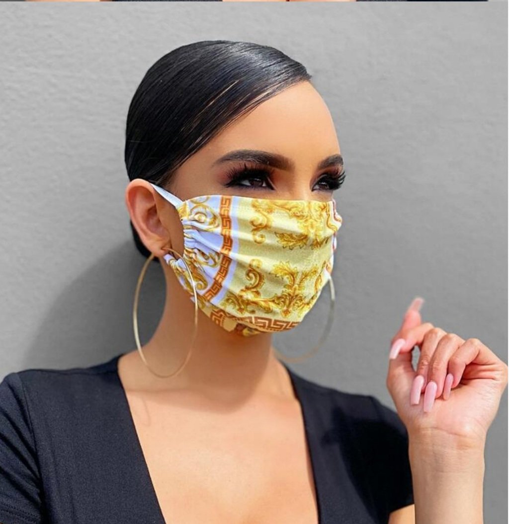 Italian Style Fashion Mask with a trendy zebra print design, showcasing its washable and stretchable fabric.