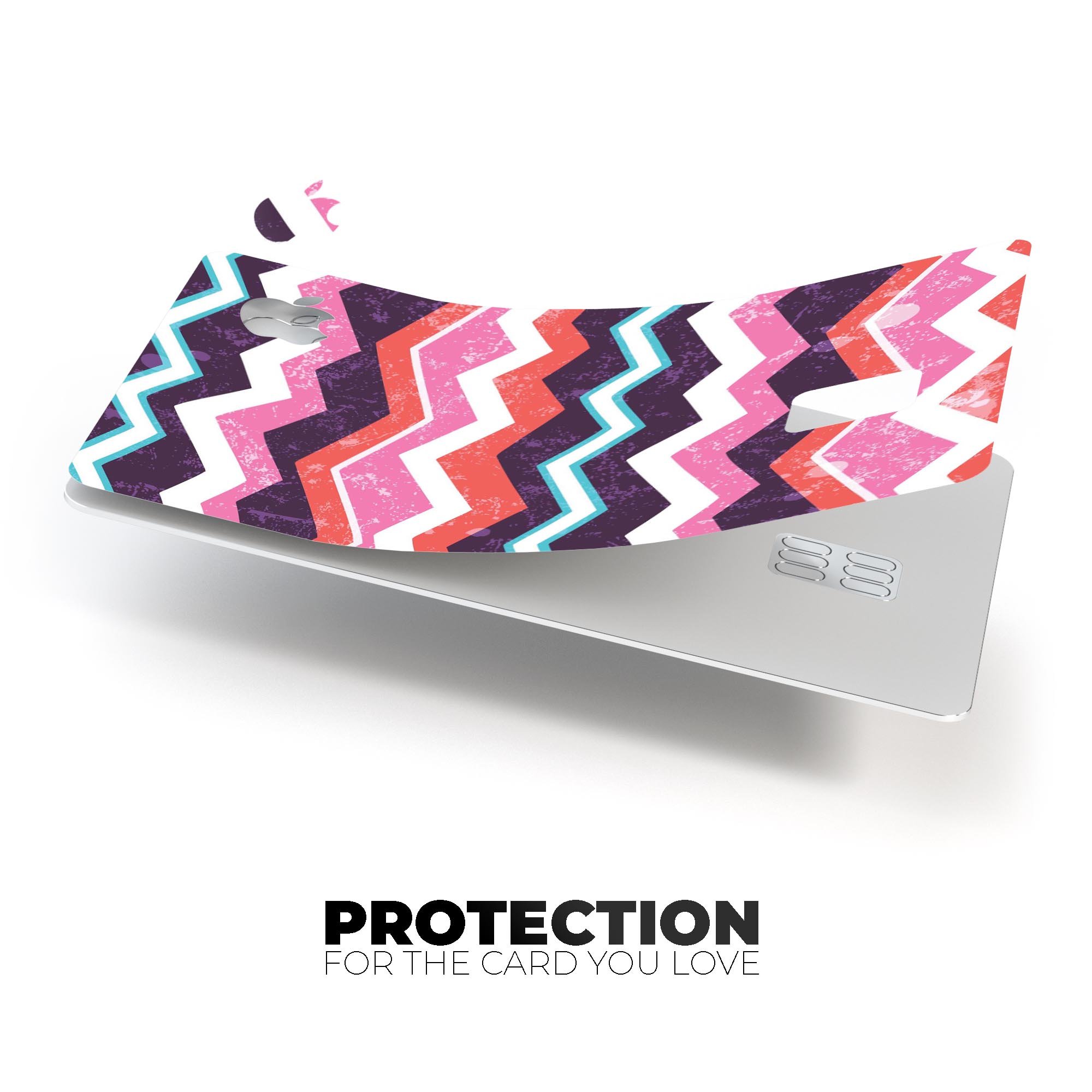 Jagged Colorful Chevron decal skin applied on an Apple Card, showcasing vibrant colors and a stylish design.