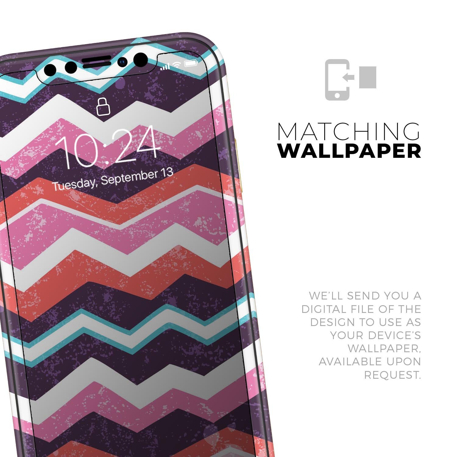 Jagged Colorful Chevron Skin-Kit for Apple iPhone, showcasing vibrant chevron pattern on a sleek device.