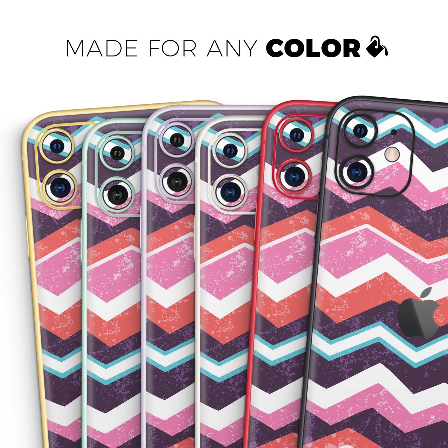 Jagged Colorful Chevron Skin-Kit for Apple iPhone, showcasing vibrant chevron pattern on a sleek device.