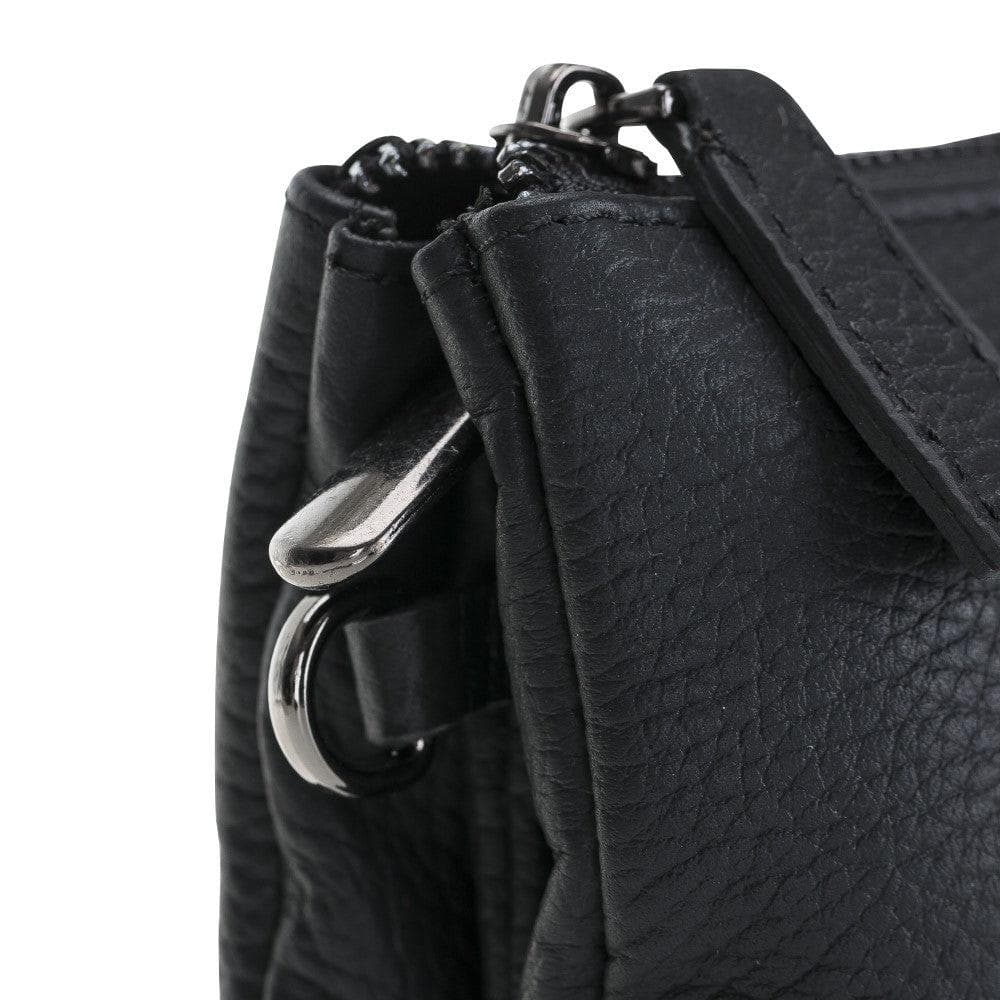 Jaya Leather Women Hand Bag in elegant design, crafted from genuine leather with adjustable straps and sparkly surface.