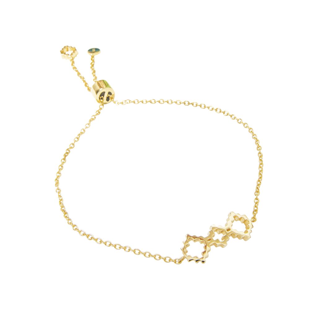 Jewel Tree London Baori Trinity Silhouette Bracelet in sterling silver with gold vermeil options, showcasing intricate design inspired by Chand Baori.