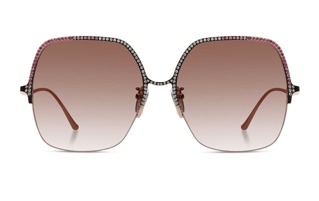 JIMMY CRYSTAL GL1673CLR+L/ROSE full-rimmed square frame glasses in elegant pink color for women.