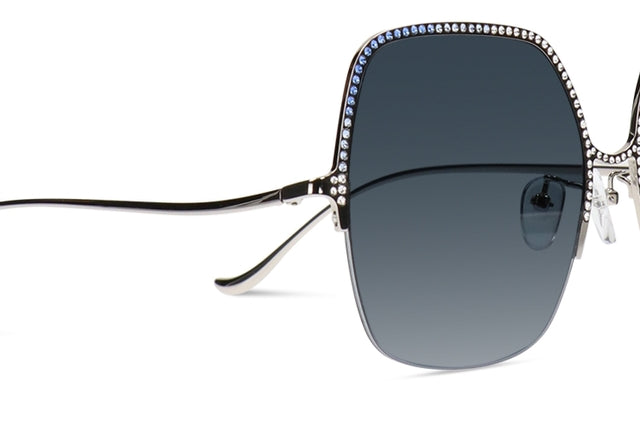 JIMMY CRYSTAL GL1673-CLR+SAP+L/SAP full-rimmed square glasses for women in blue metal frame.