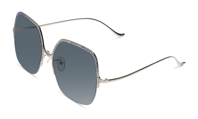 JIMMY CRYSTAL GL1673-CLR+SAP+L/SAP full-rimmed square glasses for women in blue metal frame.