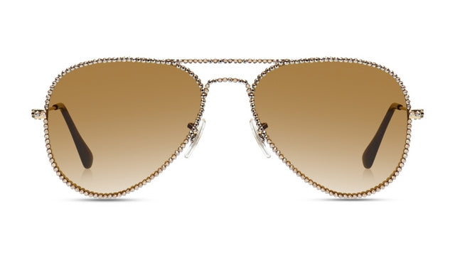 JIMMY CRYSTAL GL3003-G.SHADOW aviator sunglasses in gold, featuring a full-rimmed metal frame designed for women.