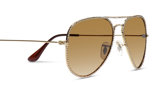 JIMMY CRYSTAL GL3003-G.SHADOW aviator sunglasses in gold, featuring a full-rimmed metal frame designed for women.