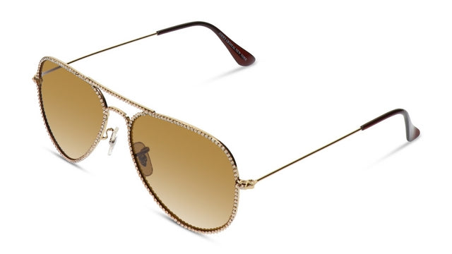 JIMMY CRYSTAL GL3003-G.SHADOW aviator sunglasses in gold, featuring a full-rimmed metal frame designed for women.