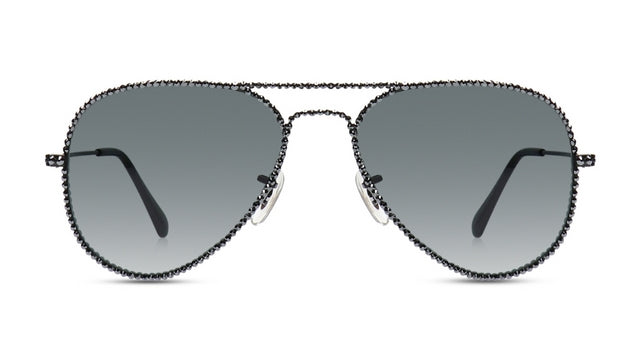 JIMMY CRYSTAL GL3003-HT aviator sunglasses for women with a full-rimmed black metal frame.