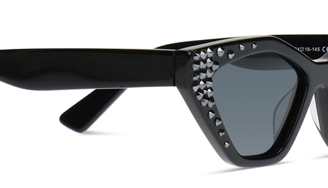 JIMMY CRYSTAL GLT1035-C2-HT cat eye glasses in black acetate, featuring a full-rimmed design for women.