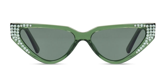 JIMMY CRYSTAL GLT1036-C3-GREEN cat eye glasses in green acetate, featuring a full-rimmed design, perfect for women's fashion.