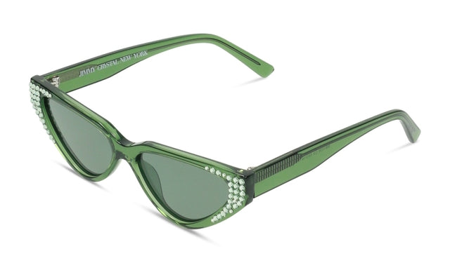 JIMMY CRYSTAL GLT1036-C3-GREEN cat eye glasses in green acetate, featuring a full-rimmed design, perfect for women's fashion.