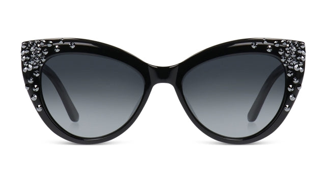 JIMMY CRYSTAL GLT1128-C1-HT cat eye glasses in black acetate, featuring a full-rimmed design for women.