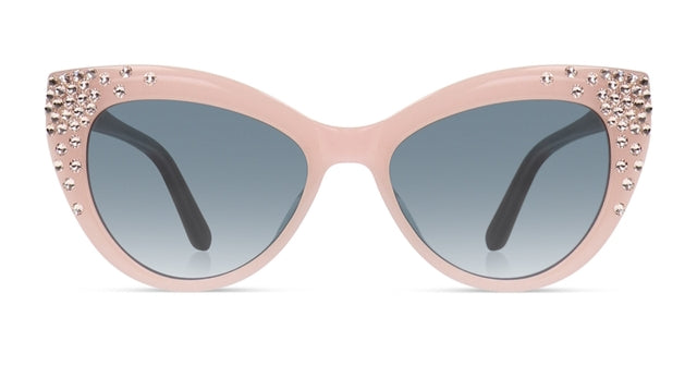 JIMMY CRYSTAL GLT1128-C3-SILK cat-eye glasses in pink acetate, showcasing a stylish full-rimmed design for women.