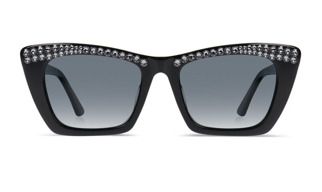 JIMMY CRYSTAL GLT1130-C1-S.NIGHT full-rimmed rectangular glasses in black acetate, designed for women.