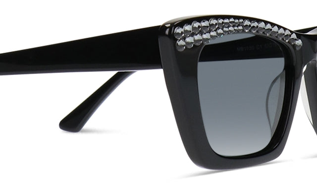 JIMMY CRYSTAL GLT1130-C1-S.NIGHT full-rimmed rectangular glasses in black acetate, designed for women.