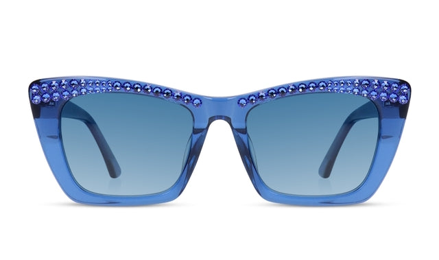 JIMMY CRYSTAL GLT1130-C2-SAP full-rimmed blue acetate glasses for women, featuring a rectangular frame design.