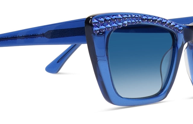 JIMMY CRYSTAL GLT1130-C2-SAP full-rimmed blue acetate glasses for women, featuring a rectangular frame design.