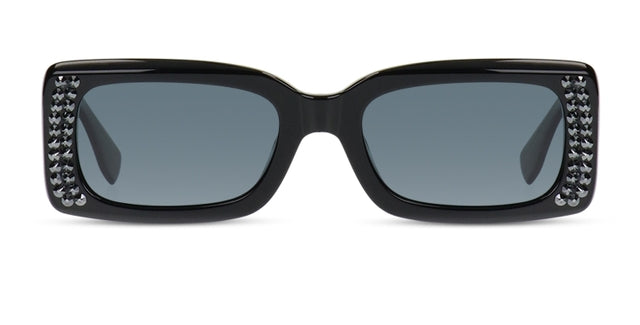 JIMMY CRYSTAL GLT1802-C1-HT full-rimmed black acetate glasses for women, featuring a rectangular frame design.