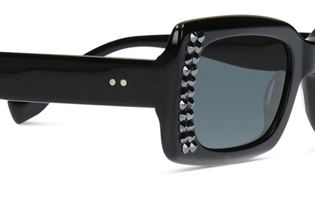 JIMMY CRYSTAL GLT1802-C1-HT full-rimmed black acetate glasses for women, featuring a rectangular frame design.