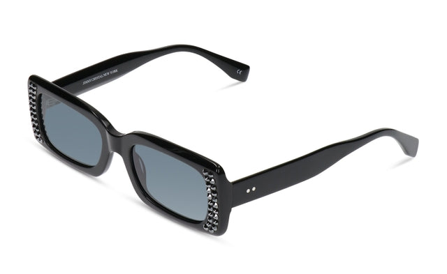 JIMMY CRYSTAL GLT1802-C1-HT full-rimmed black acetate glasses for women, featuring a rectangular frame design.