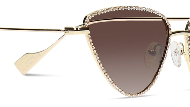 JIMMY CRYSTAL GLT9088-C1-G.SHADOW cat-eye glasses in gold metal, showcasing a stylish full-rimmed design for women.