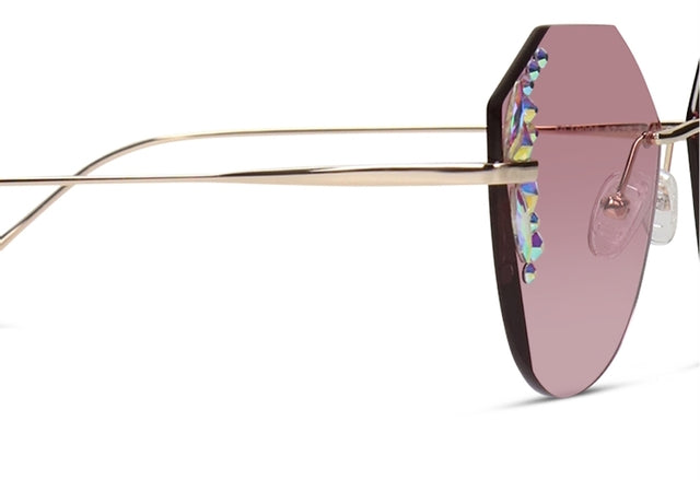 JIMMY CRYSTAL GLT9008-C5-ROSE rimless geometric glasses in pink, designed for women.