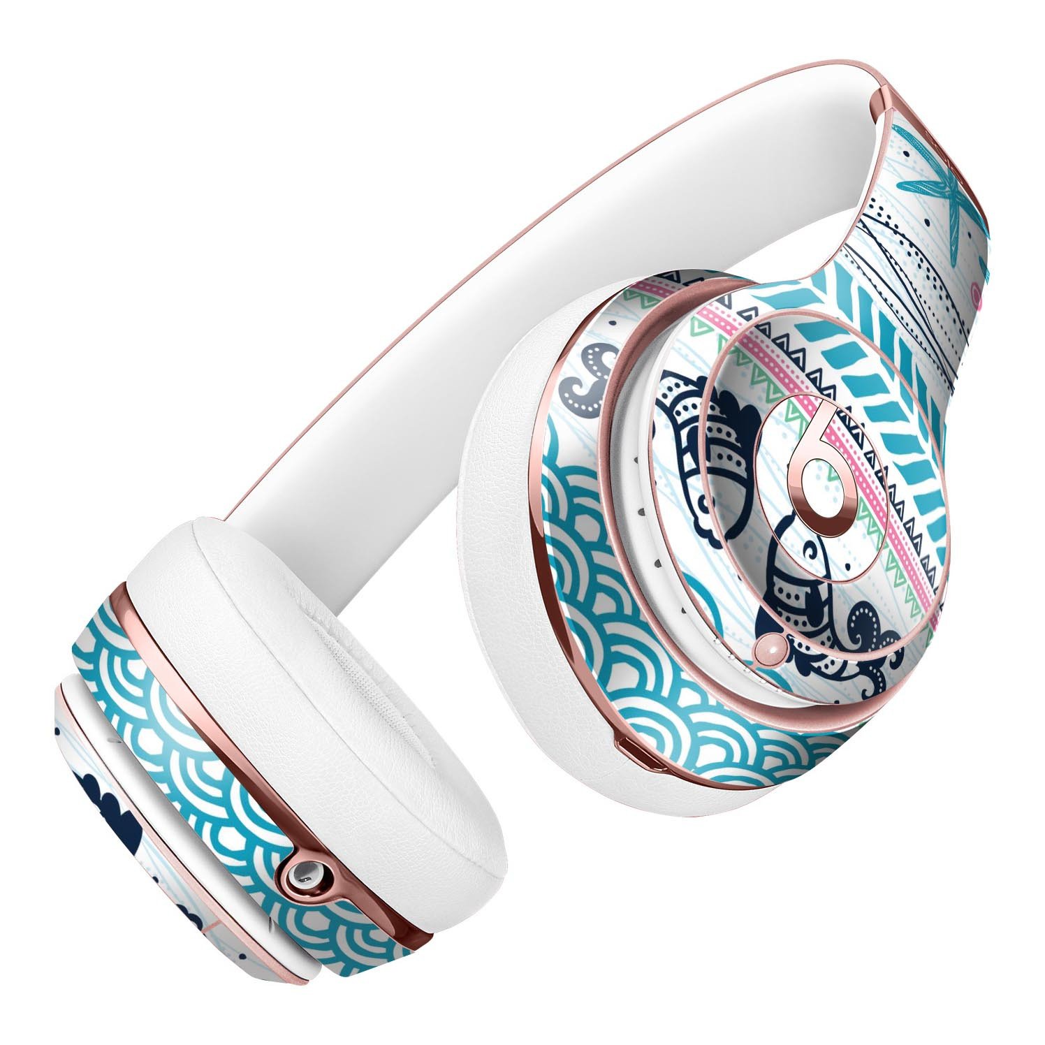 Jumping Fish Repeating Pattern Full-Body Skin Kit for Beats by Dre Solo 3 Wireless Headphones, showcasing vibrant colors and unique design.