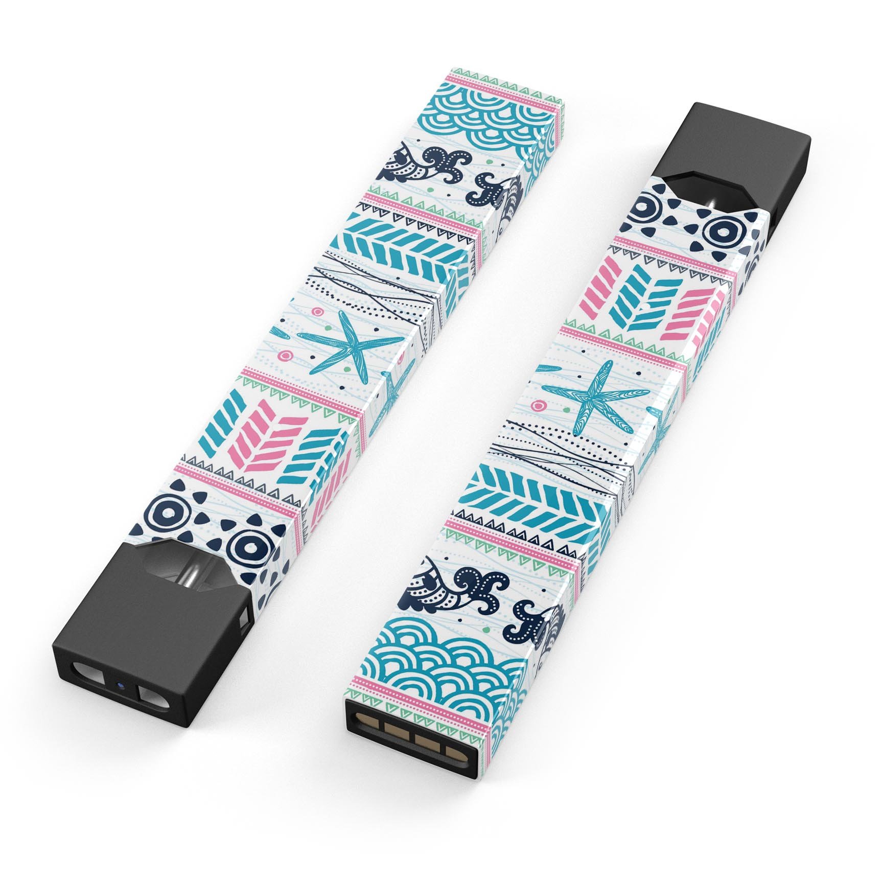 Jumping Fish Repeating Pattern Premium Decal Skin-Wrap for JUUL device, showcasing vibrant colors and unique design.