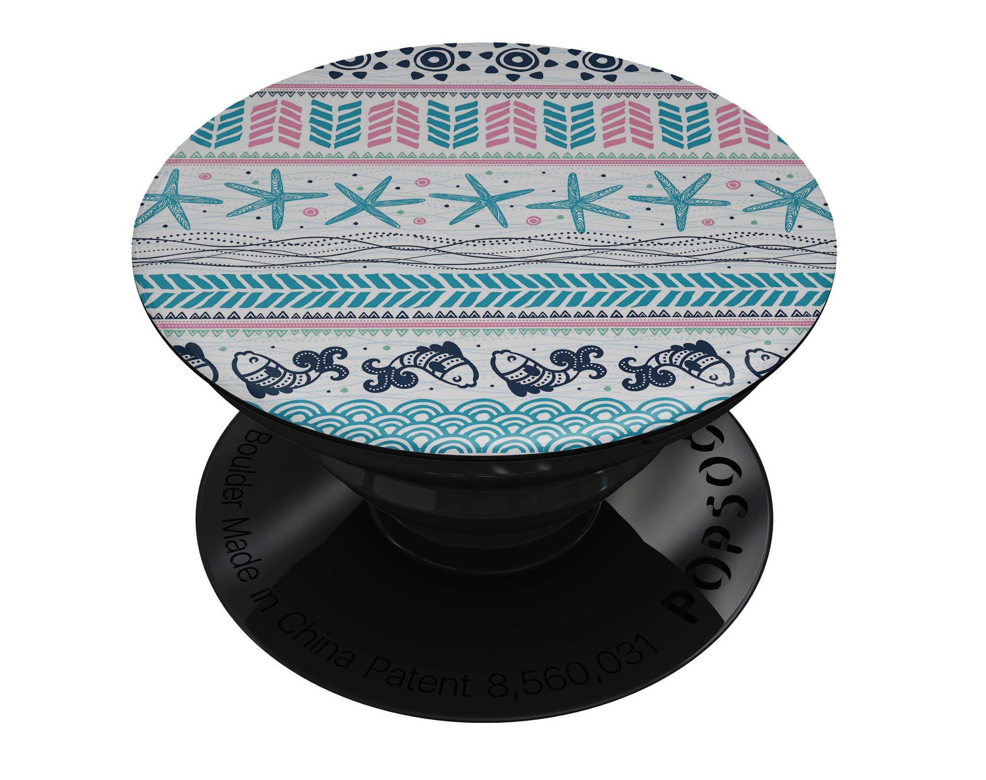 Jumping Fish Repeating Pattern Skin Kit for PopSockets, featuring vibrant colors and a playful design on a premium vinyl material.