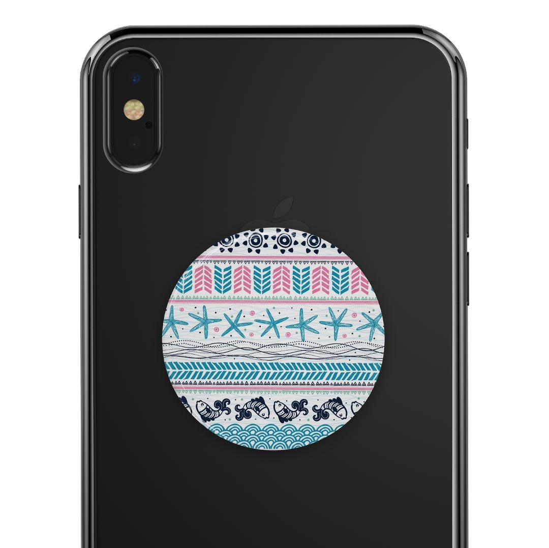 Jumping Fish Repeating Pattern Skin Kit for PopSockets, featuring vibrant colors and a playful design on a premium vinyl material.