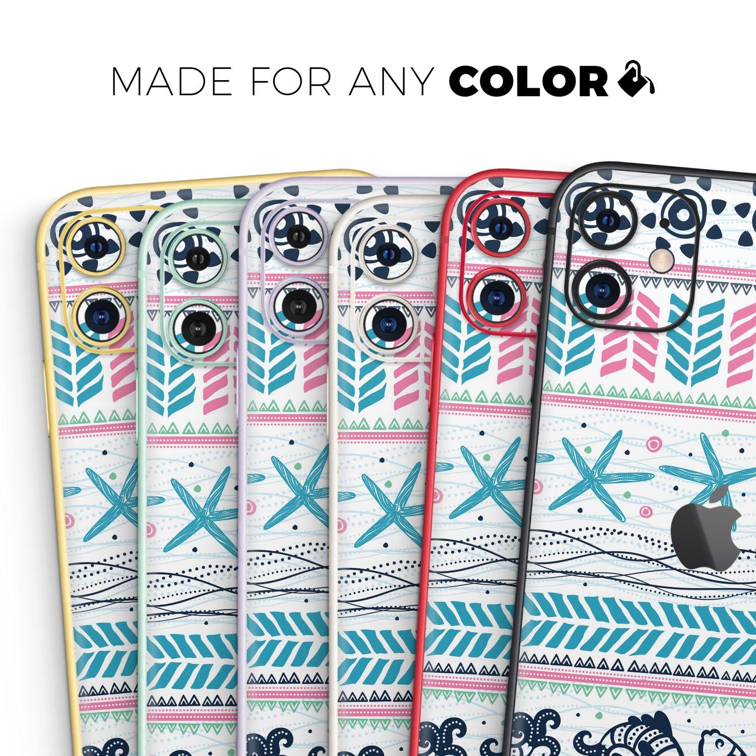 Jumping Fish Repeating Pattern skin for Apple iPhone, showcasing vibrant colors and sleek design.