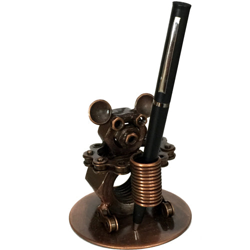 A whimsical Junkyard Koala Pen Holder made from upcycled materials, featuring a cute koala design that holds pens and adds charm to any desk.