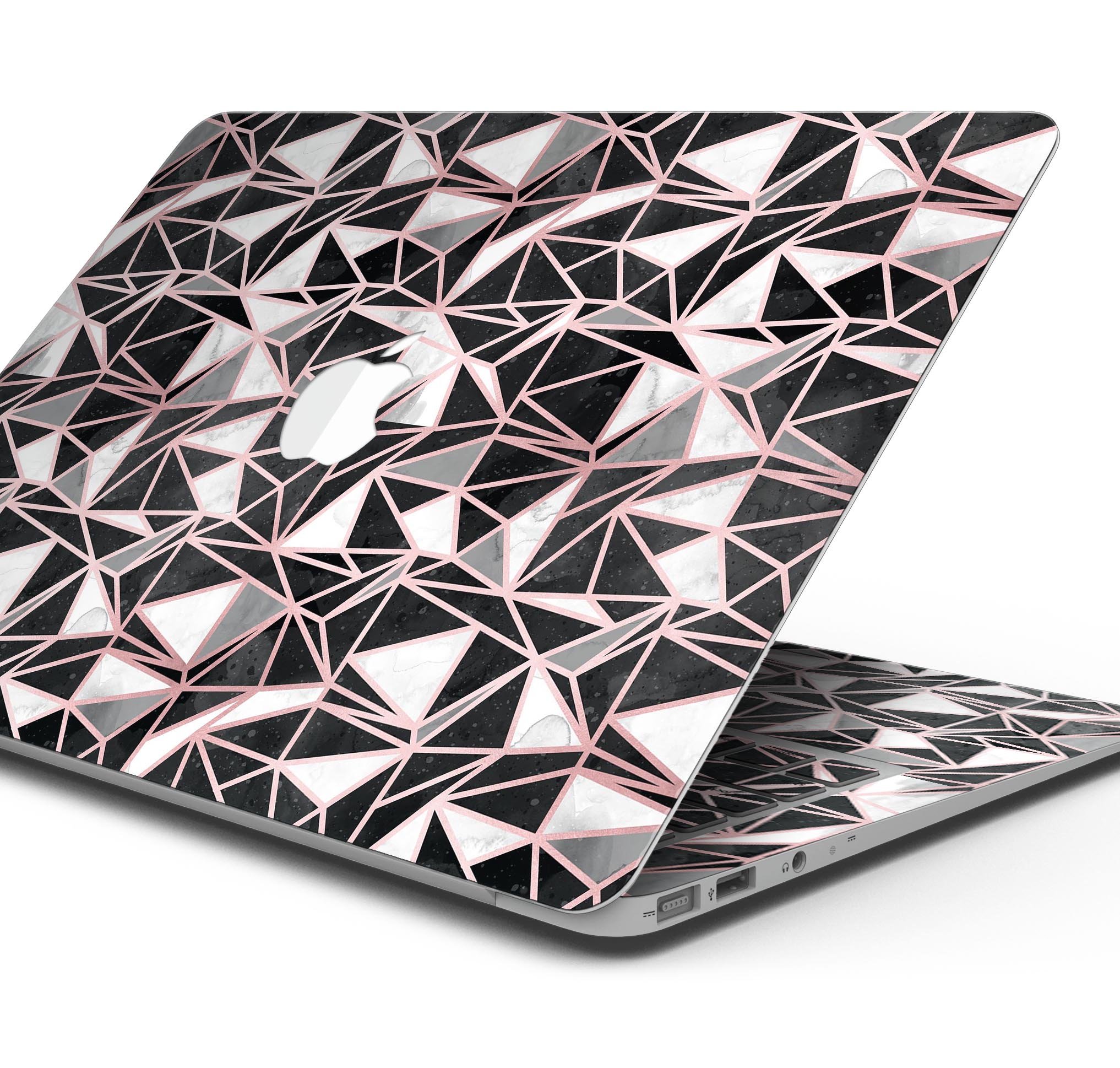 Karamfila Marble & Rose Gold skin decal wrap kit for MacBook, showcasing a stylish marble design with rose gold accents.