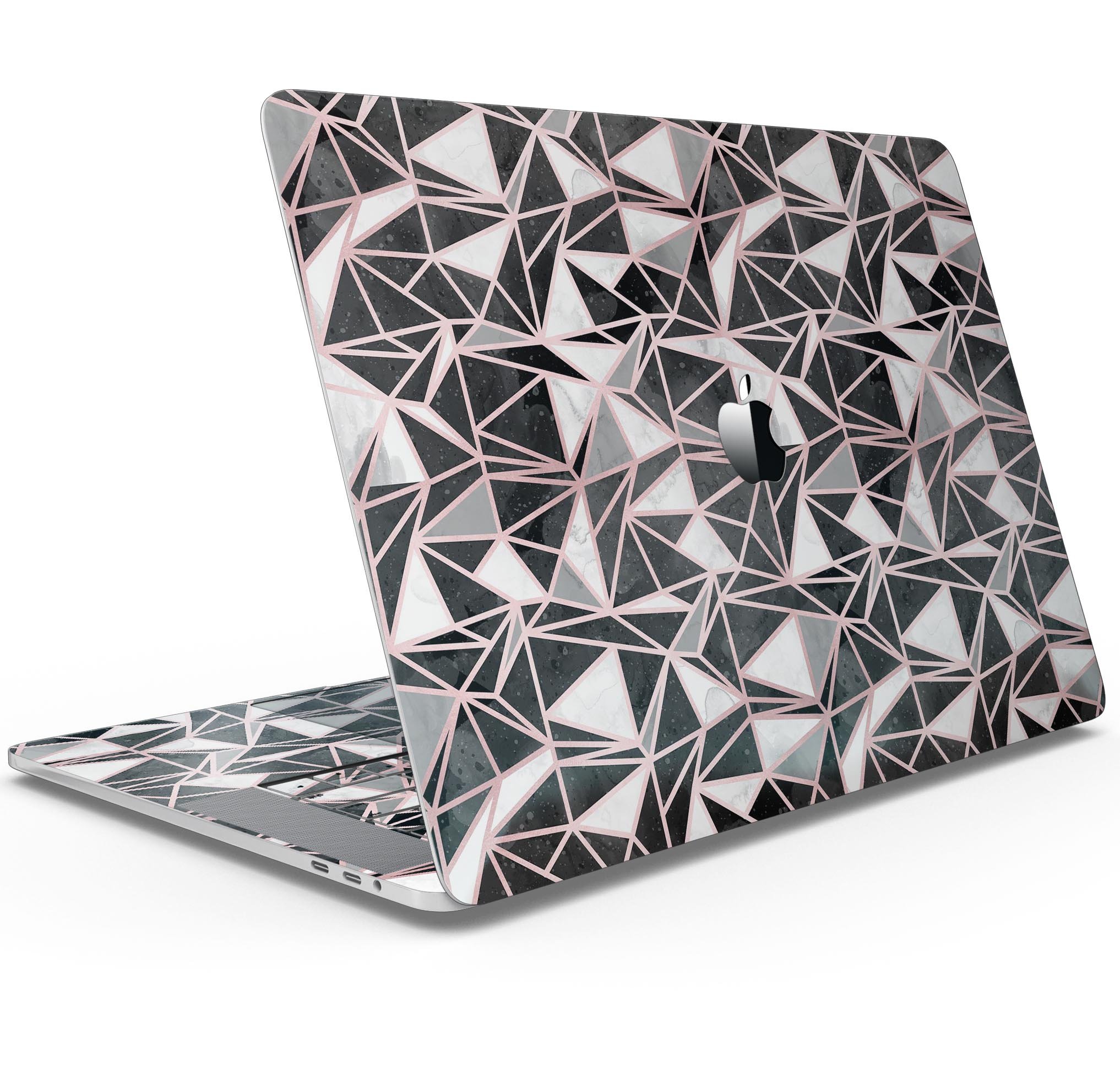 Karamfila Marble & Rose Gold skin decal wrap kit for MacBook, showcasing a stylish marble design with rose gold accents.