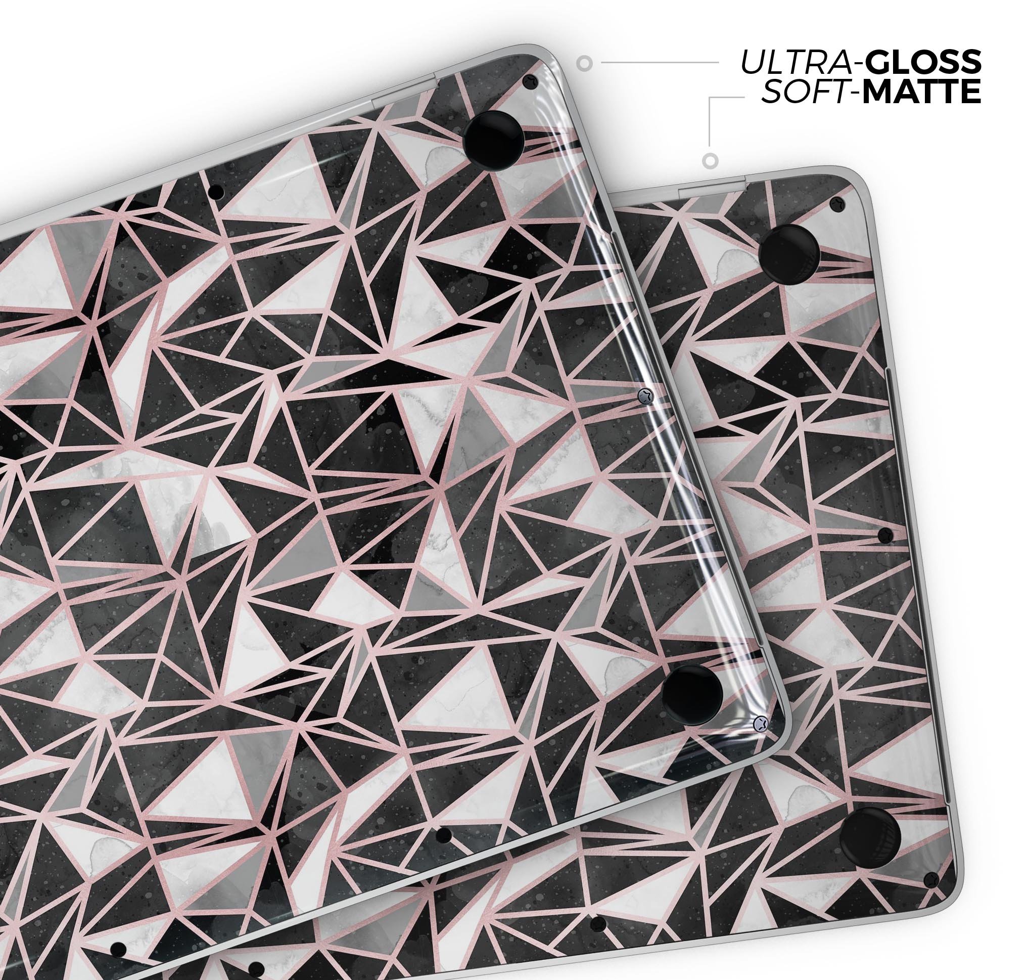 Karamfila Marble & Rose Gold skin decal wrap kit for MacBook, showcasing a stylish marble design with rose gold accents.