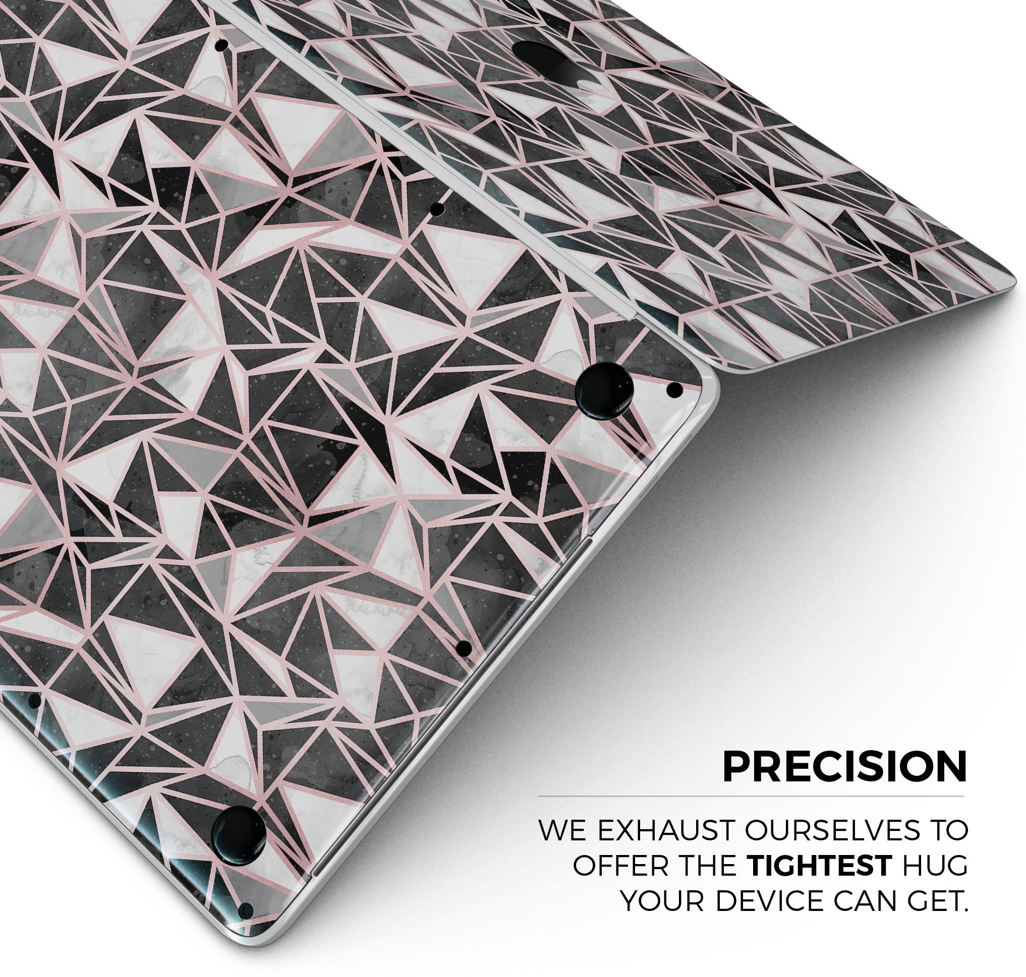 Karamfila Marble & Rose Gold skin decal wrap kit for MacBook, showcasing a stylish marble design with rose gold accents.