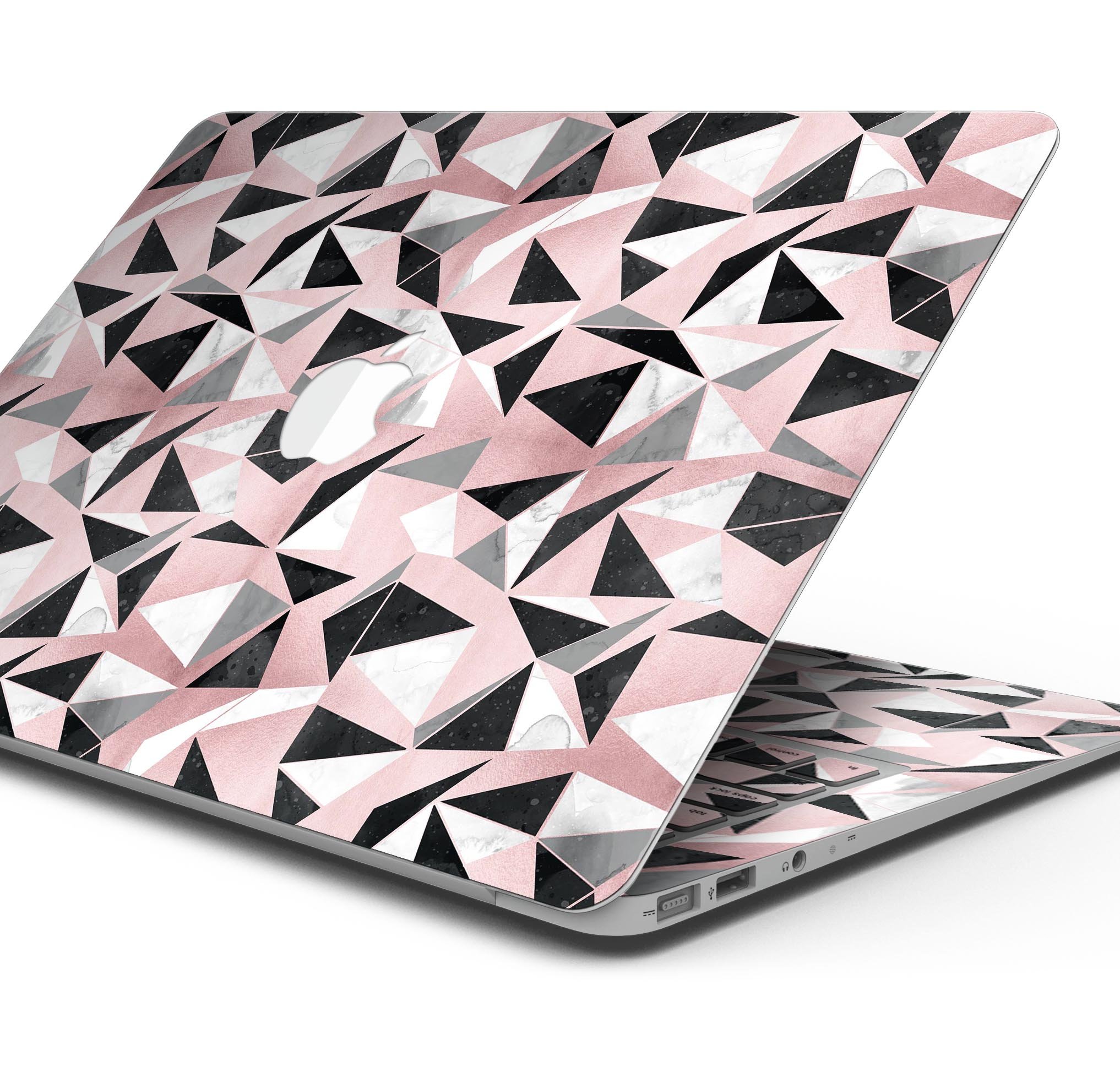 Karamfila Marble & Rose Gold skin decal wrap kit for MacBook, showcasing elegant marble design with rose gold accents.