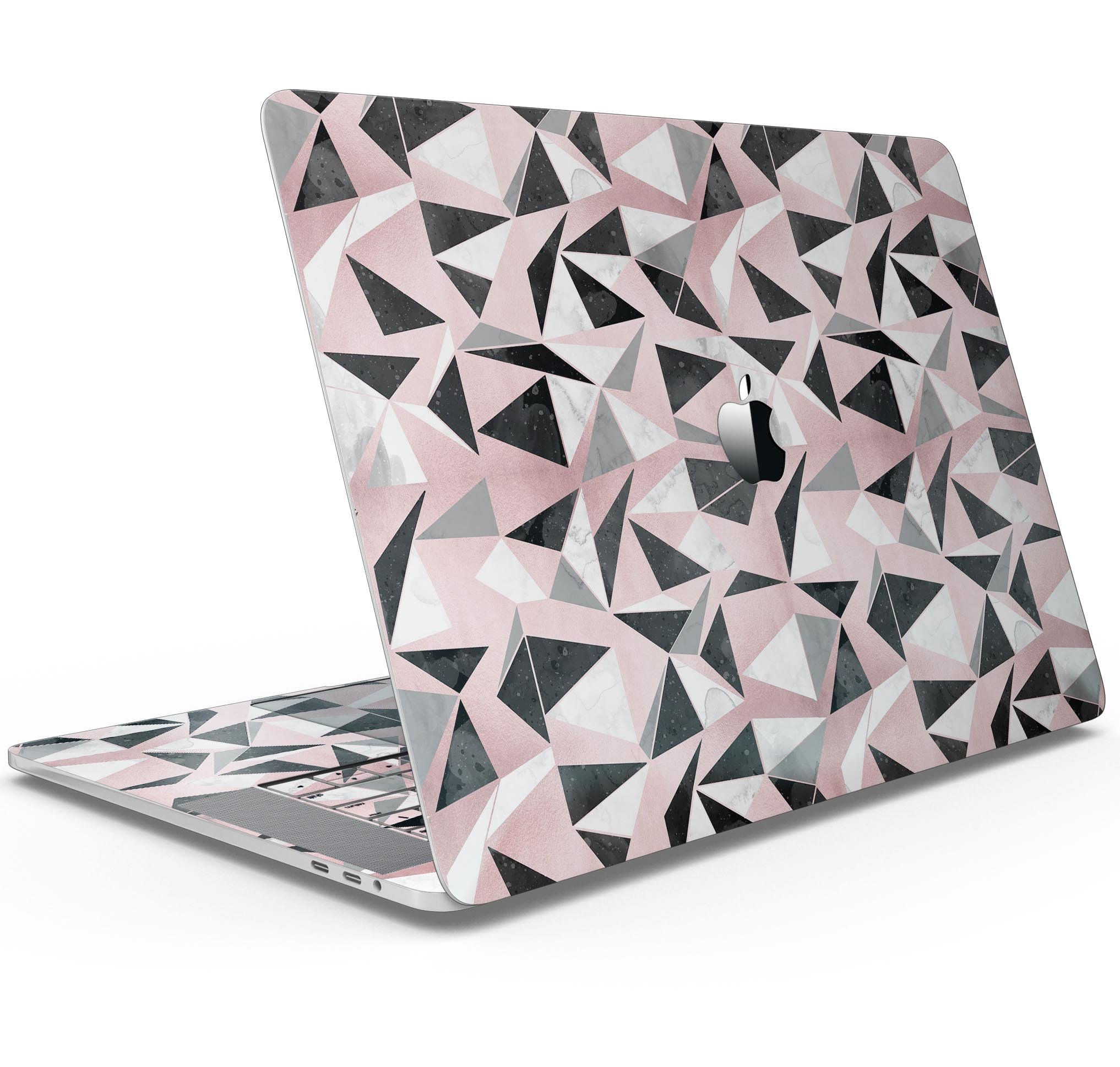 Karamfila Marble & Rose Gold skin decal wrap kit for MacBook, showcasing elegant marble design with rose gold accents.