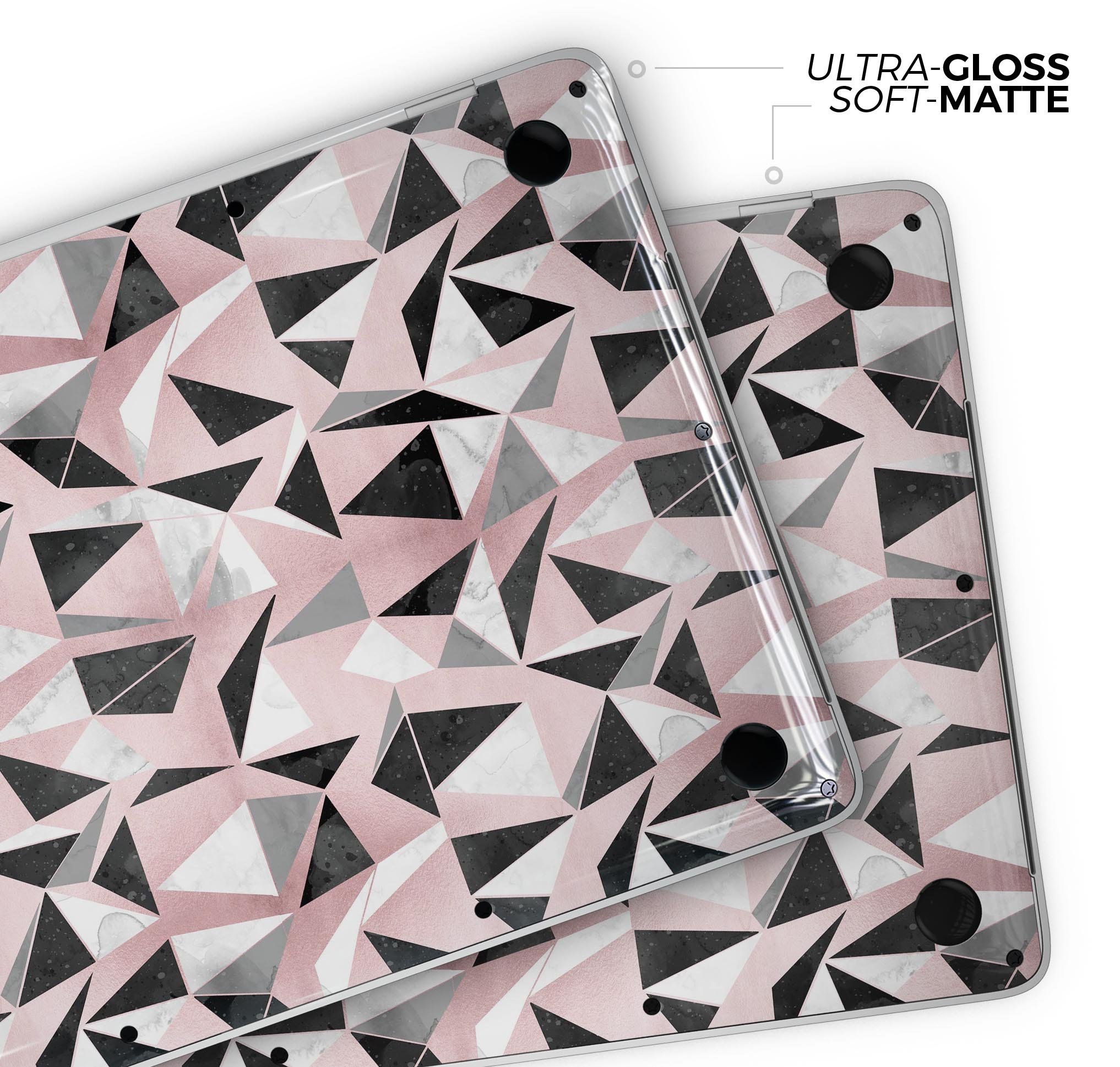 Karamfila Marble & Rose Gold skin decal wrap kit for MacBook, showcasing elegant marble design with rose gold accents.