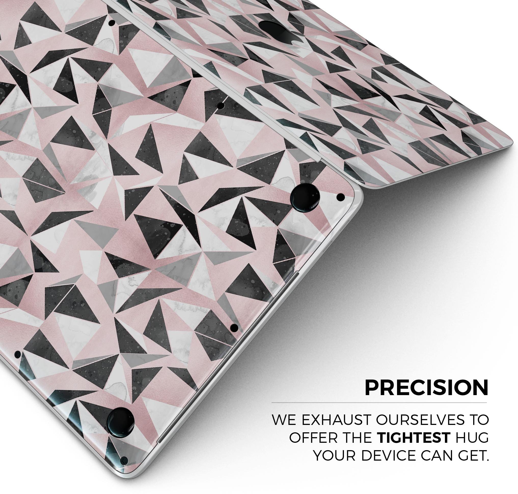 Karamfila Marble & Rose Gold skin decal wrap kit for MacBook, showcasing elegant marble design with rose gold accents.