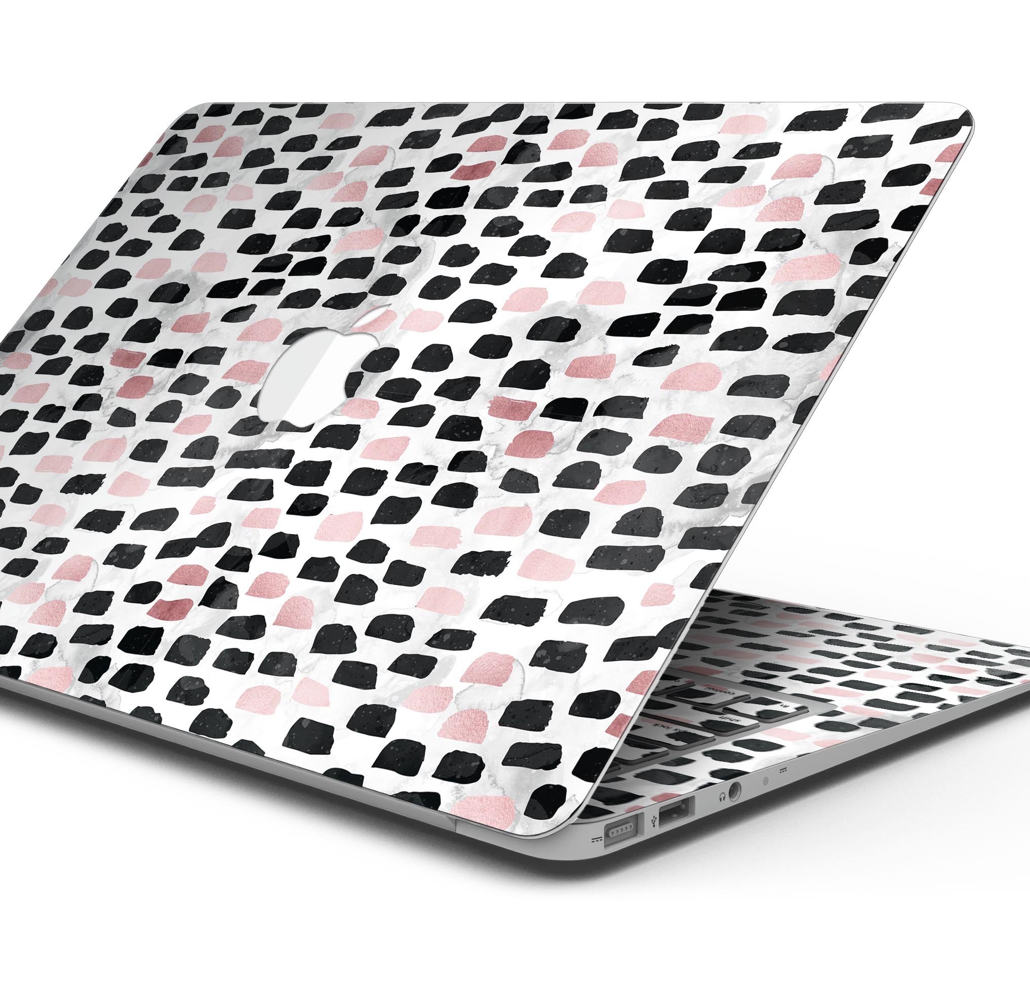 Karamfila Marble & Rose Gold skin decal wrap kit for MacBook, showcasing a stylish marble design with rose gold accents.