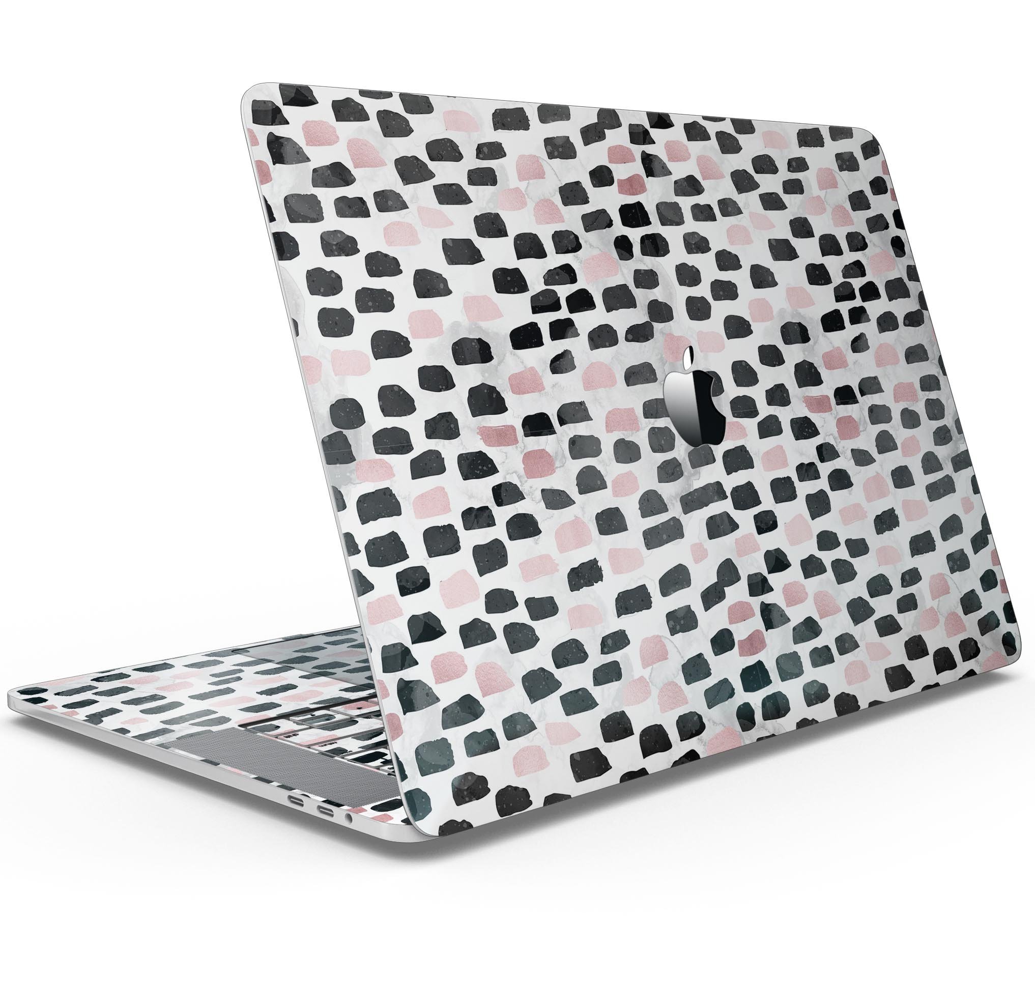 Karamfila Marble & Rose Gold skin decal wrap kit for MacBook, showcasing a stylish marble design with rose gold accents.