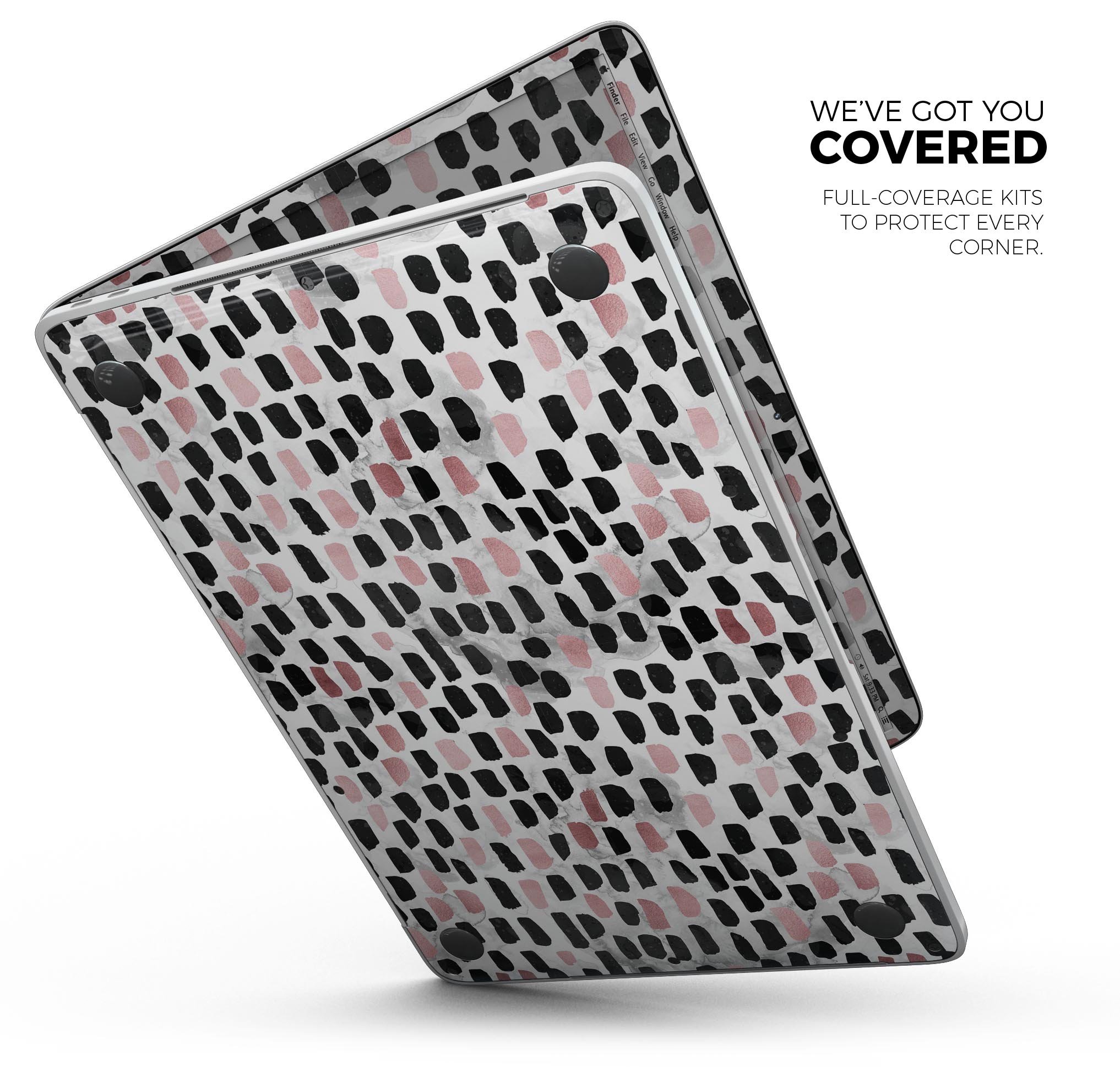 Karamfila Marble & Rose Gold skin decal wrap kit for MacBook, showcasing a stylish marble design with rose gold accents.