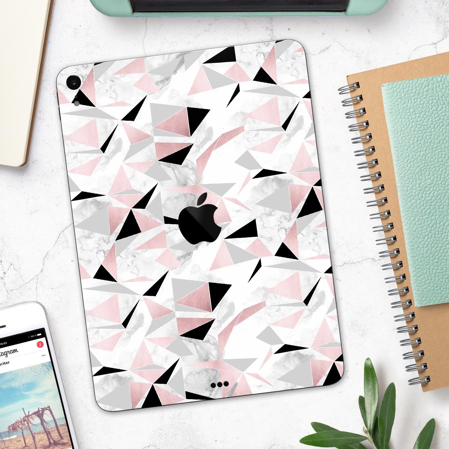 Karamfila Marble & Rose Gold skin decal for Apple devices, showcasing a stylish marble pattern with rose gold accents.