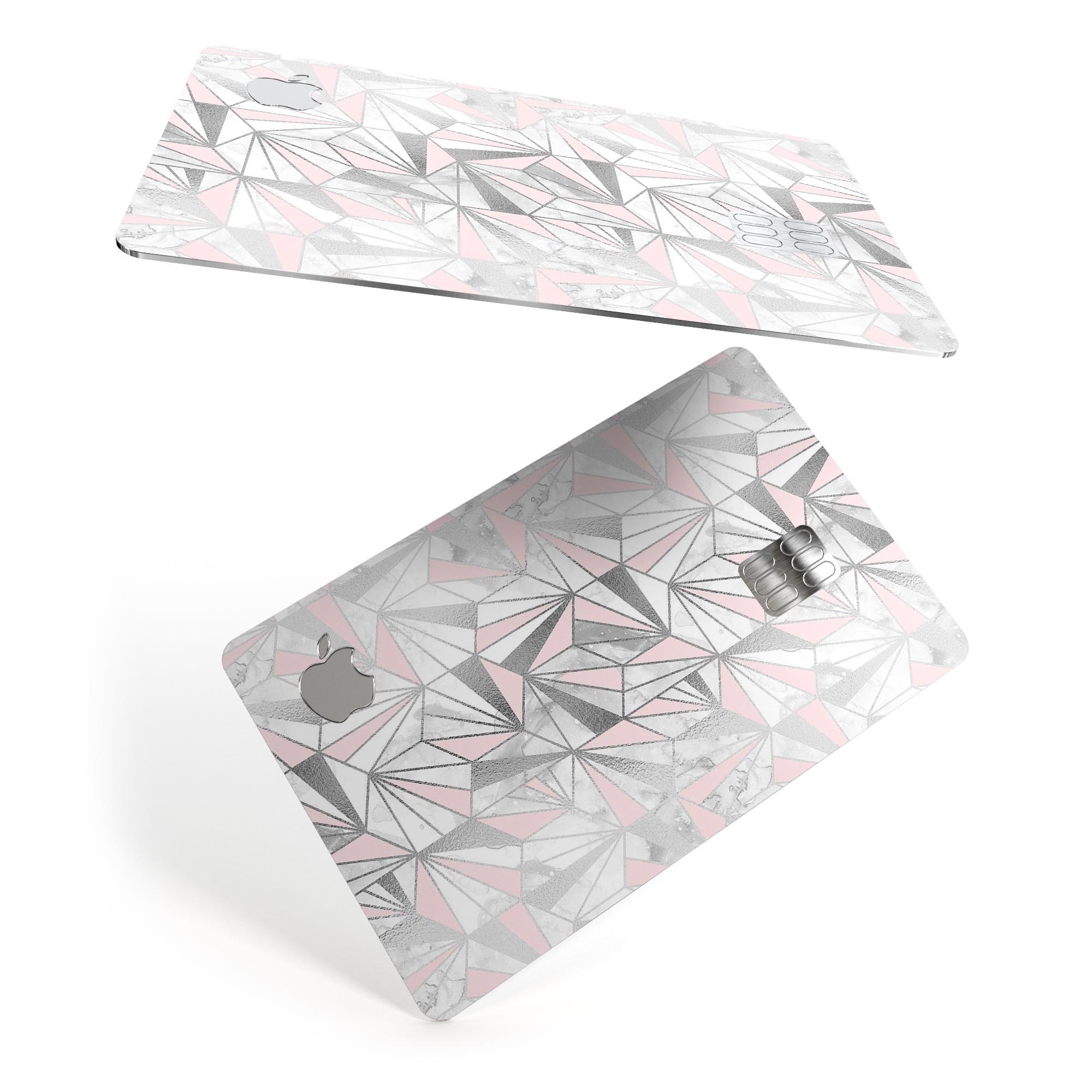 Karamfila Silver & Pink Marble V1 skin kit for Apple Card, showcasing premium vinyl design with bubble-free installation.